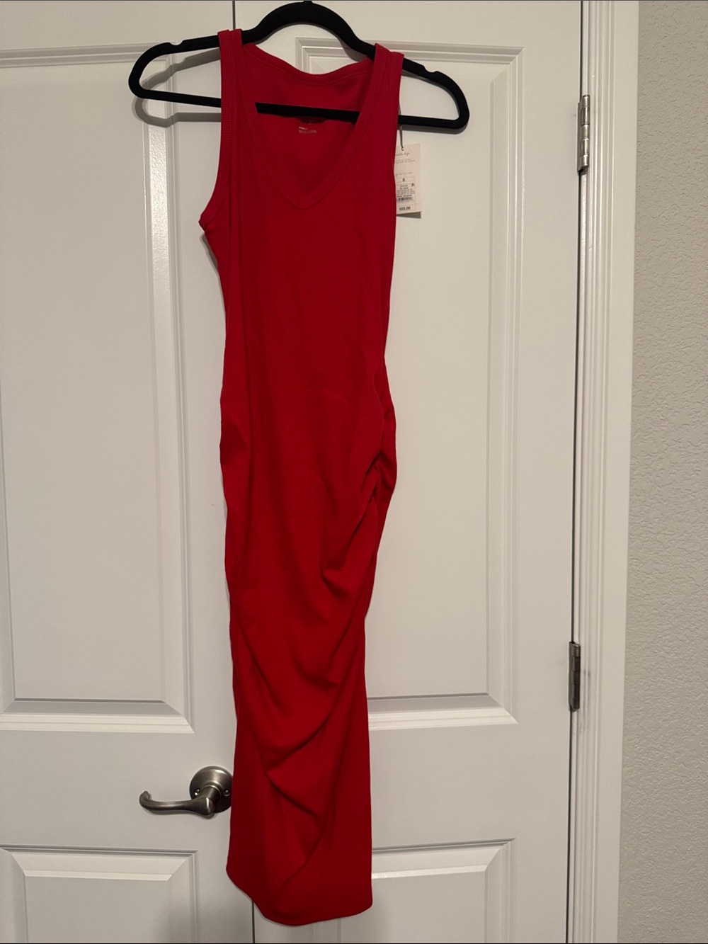 a new day Red Ribbed V-Neck Tank Midi Dress